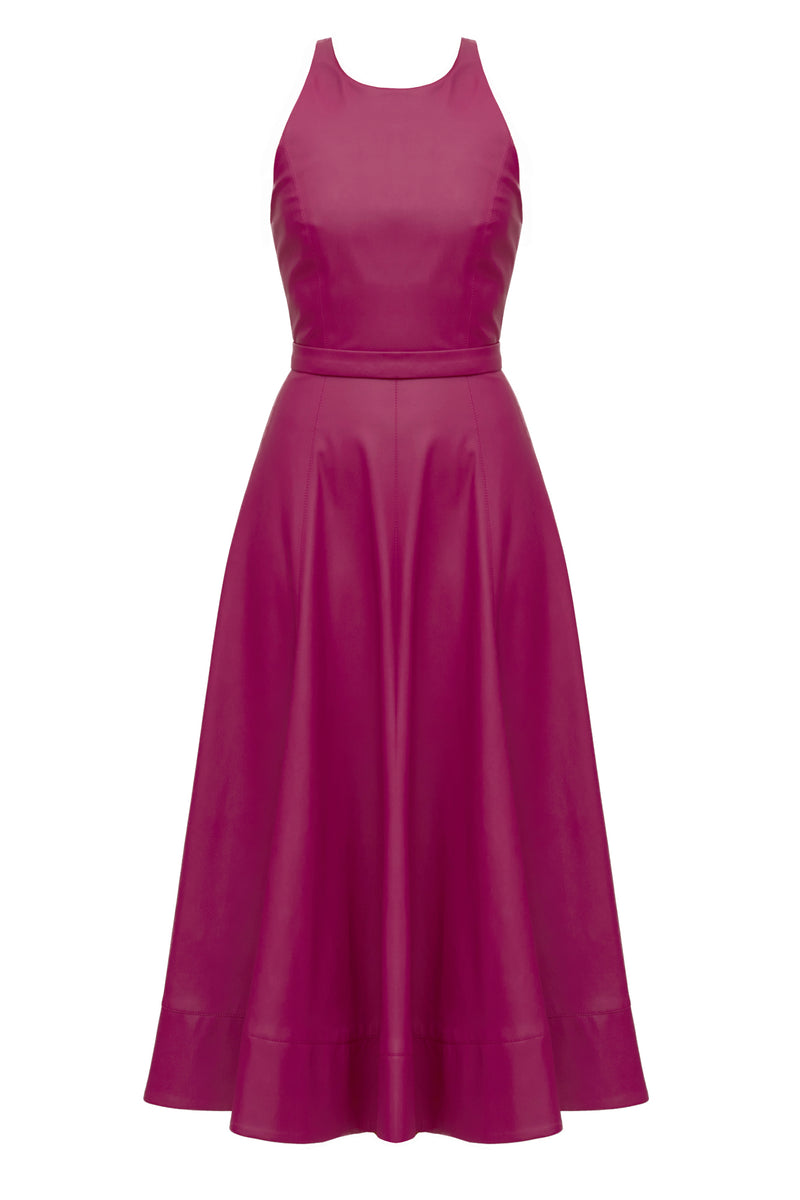 AVALON fuchsia pink faux leather cocktail dress