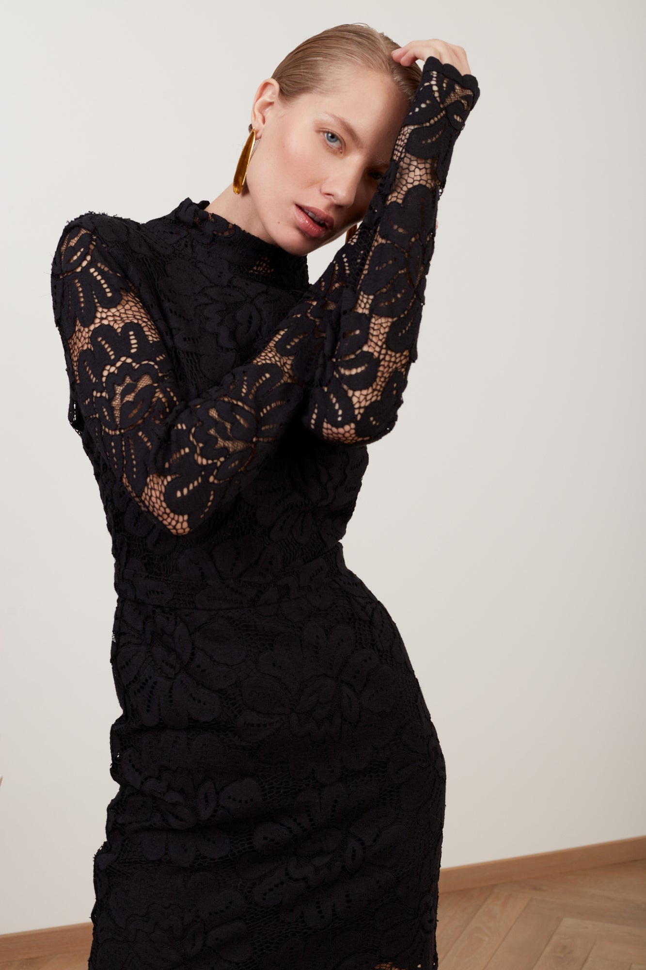 SERIN mini dress from black floral lace