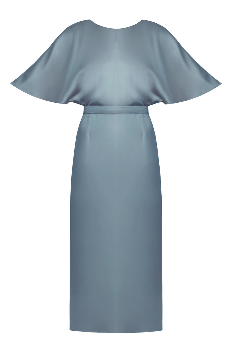 GINA blue midi dress with butterfly sleeves