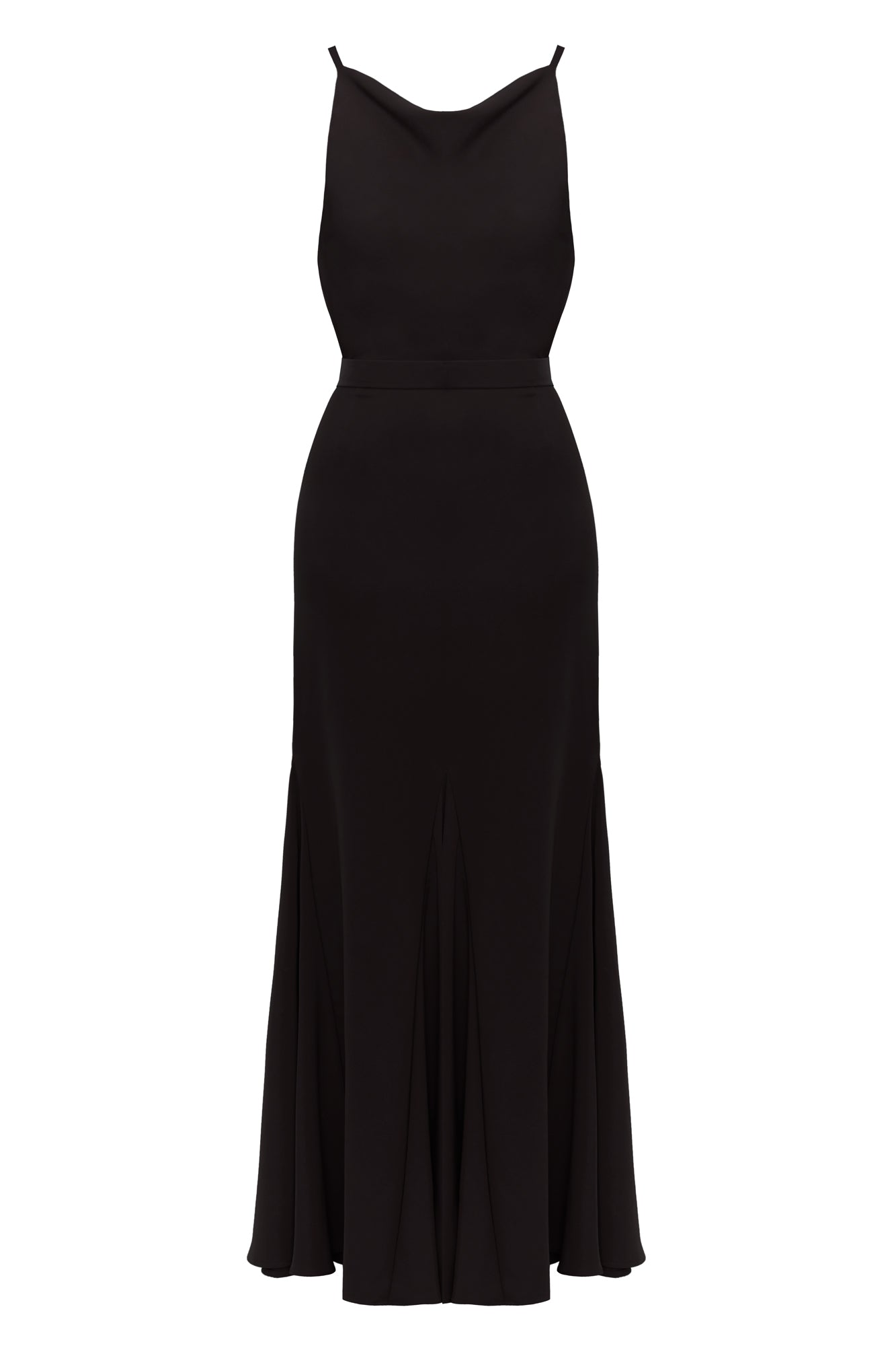 LINEA black evening gown with flattering skirt