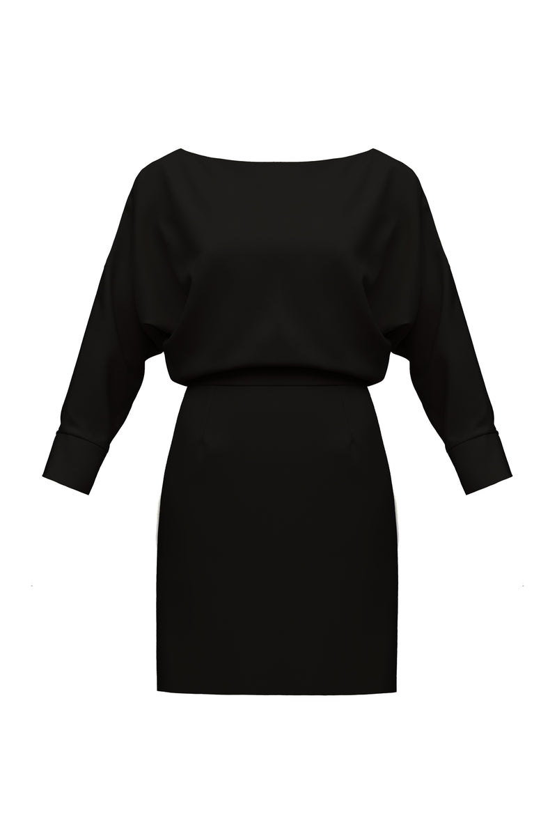 MINA black open shoulder mini dress