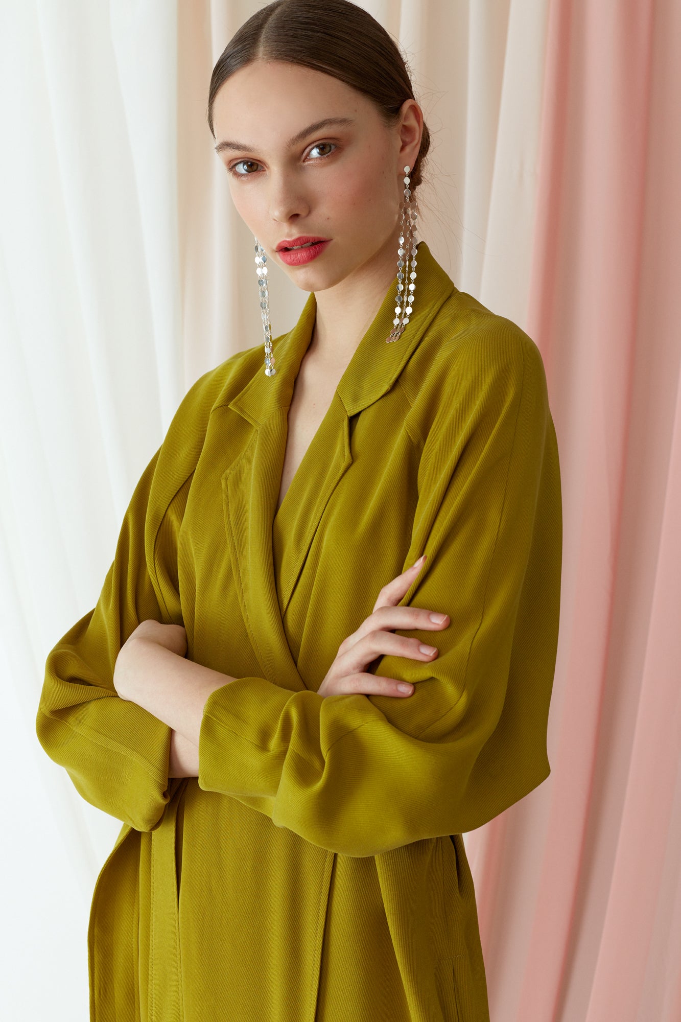 KALINDA olive green midi blazer dress